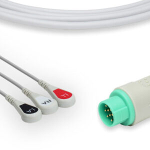 Schiller Compatible Direct-Connect ECG Cable / 3 Leads Snap