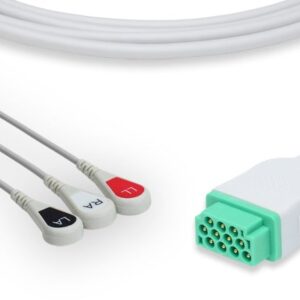 GE Healthcare Compatible Direct-Connect ECG Cable / 3 Leads Snap