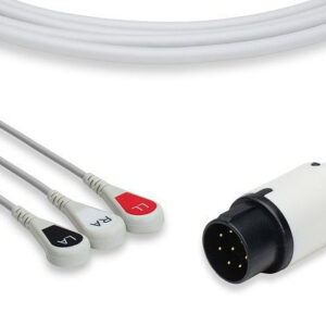 Nihon Kohden Compatible Direct-Connect ECG Cable / 3 Leads Snap