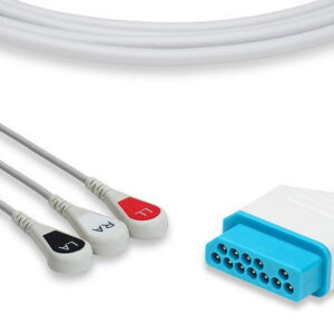 Nihon Kohden Compatible Direct-Connect ECG Cable / 3 Leads Snap