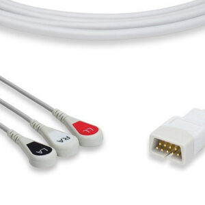 MEK Compatible Direct-Connect ECG Cable / 3 Leads Snap