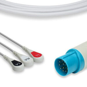 Nihon Kohden Compatible Direct-Connect ECG Cable / 3 Leads Snap