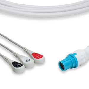 Draeger Compatible Direct-Connect ECG Cable / 3 Leads Snap