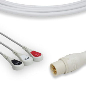 CAS Med Compatible Direct-Connect ECG Cable / 3 Leads Snap