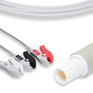 Draeger Compatible Direct-Connect ECG Cable / 3 Leads Pinch/Grabber