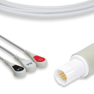 Draeger Compatible Direct-Connect ECG Cable / 3 Leads Snap