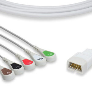 MEK Compatible Direct-Connect ECG Cable / 5 Leads Snap