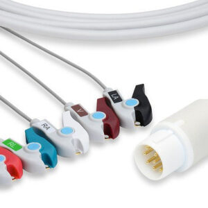 Mennen Compatible Direct-Connect ECG Cable / 5 Leads Pinch/Grabber