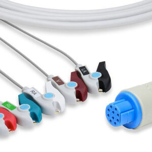 Datex Ohmeda Compatible Direct-Connect ECG Cable / 5 Leads Pinch/Grabber