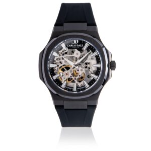 "TIMELESS" SKELETON TOTAL BLACK RUBBER WATCH